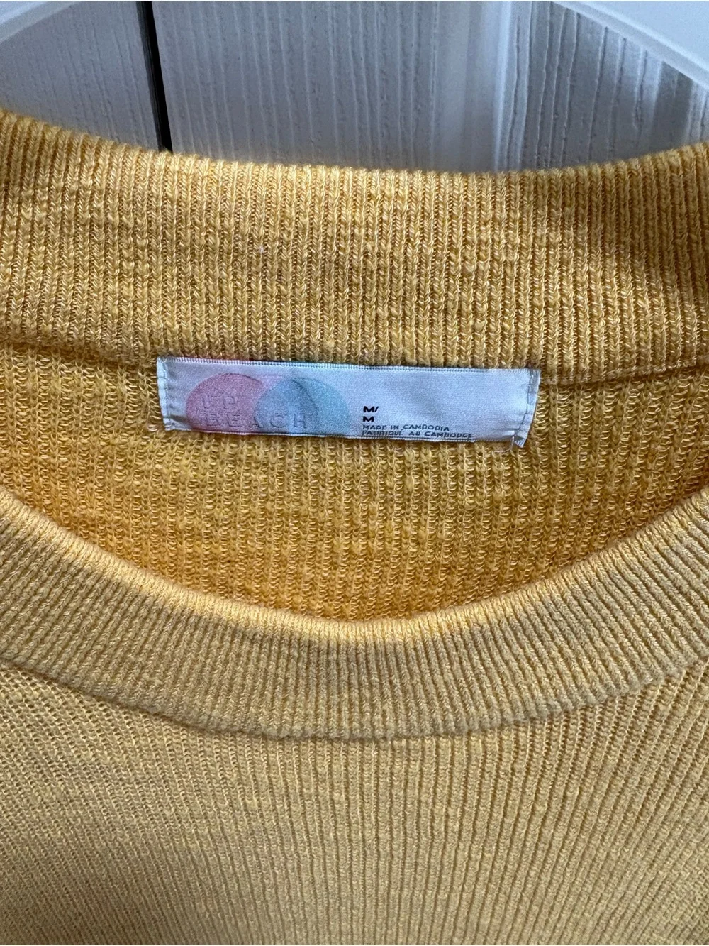 Free People Beach outfit.    Everyday Crewneck Sweater and pan in Mustard Yellow - Picture 2 of 5